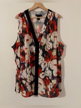 Lane Bryant Women's Blouse Multicolor Watercolor Floral Print Top Blouse Size 28